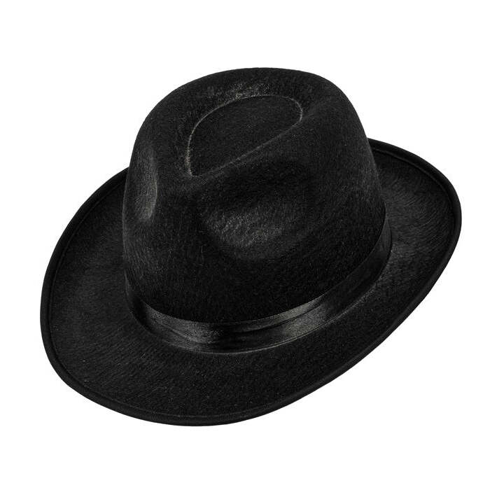 Black Fedora Hat with Black Band Image 1