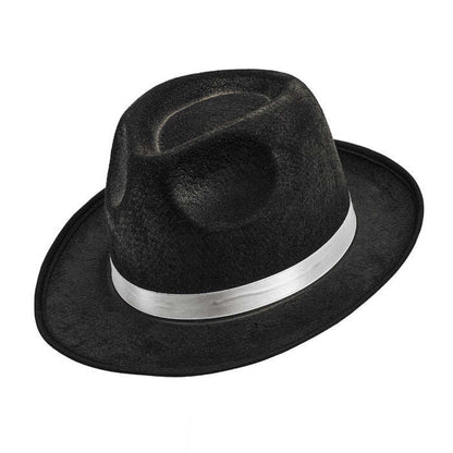 Black Fedora Hat with White Band Image 1