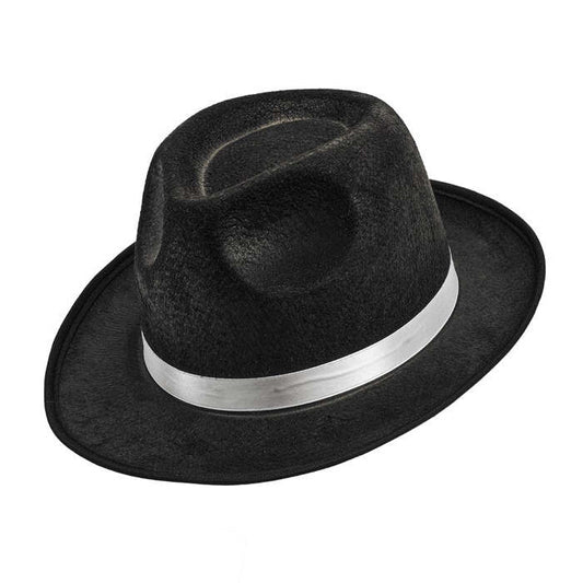 Black Fedora Hat with White Band Image 1