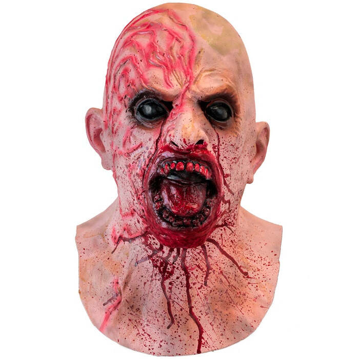 Zombie Full Head Latex Mask with Neckpiece for Men Image 1