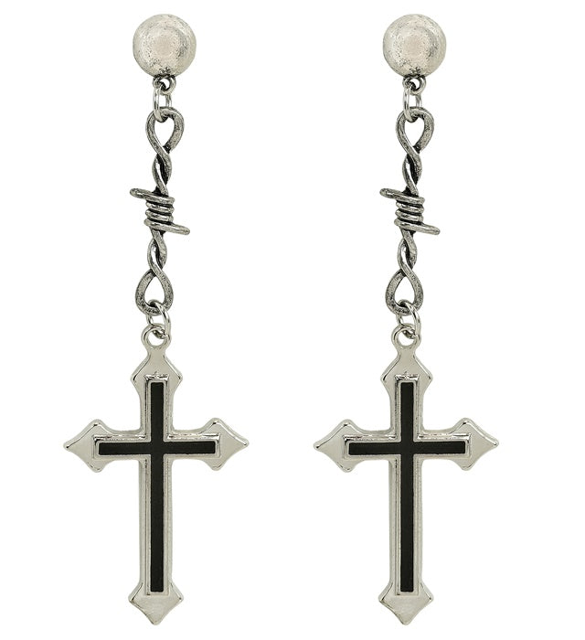 Earrings Cross Black