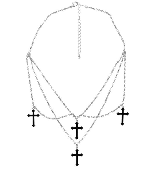 Necklace Crosses Black