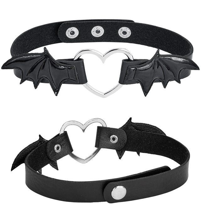 Choker Heart With Bat Wings