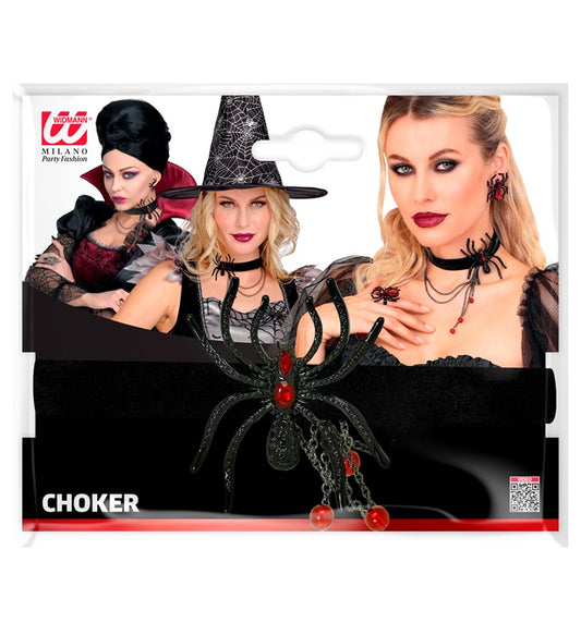 Choker Spider Strass Red