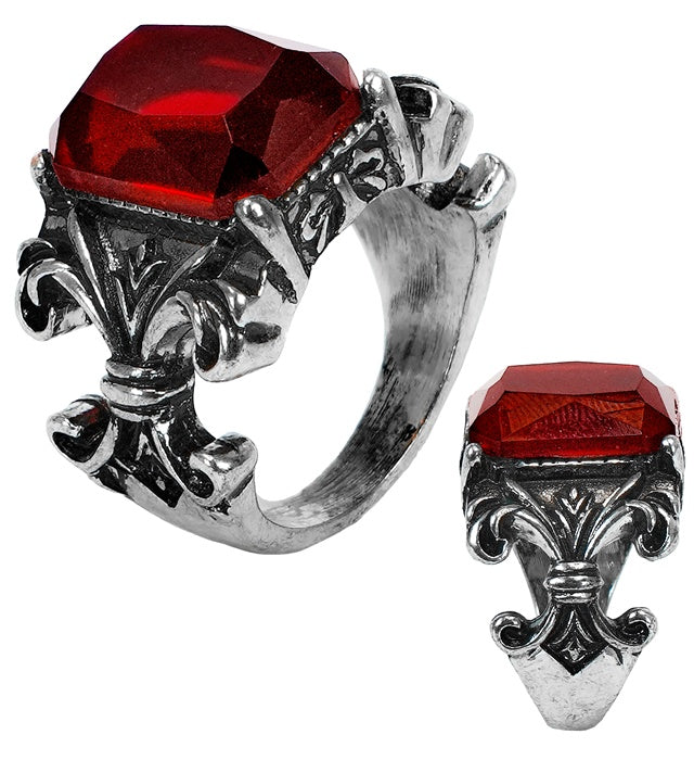 Ring Gothic Vampire Gemstone Red