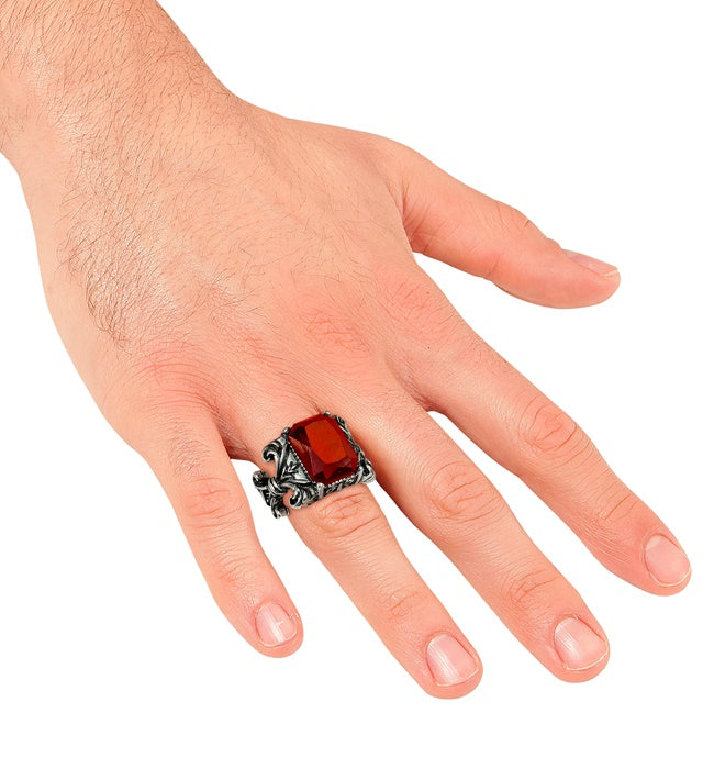 Ring Gothic Vampire Gemstone Red