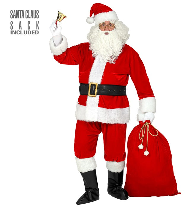 Professional Santa Claus  Jacket, Pants, Belt, Hat, Beard, Glasses, Boot Covers, Sack 