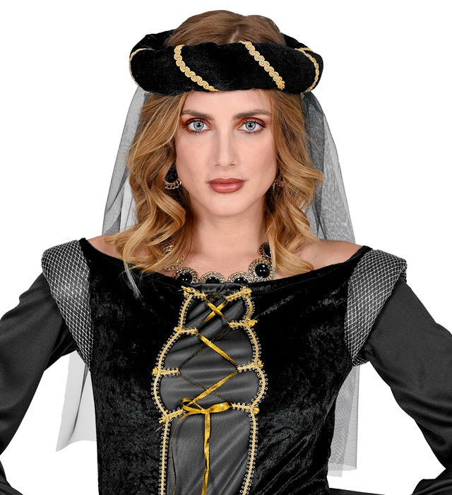 Black Medieval Headdress With Veil