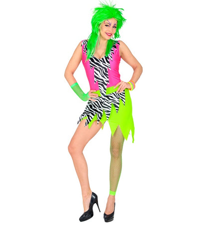 The 80S Fashion  Dress, Fingerless Fishnet Gloves 