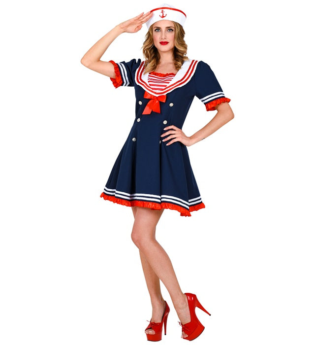 Sailor  Dress, Mesh Underskirt, Hat 