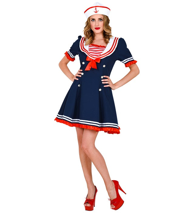 Sailor  Dress, Mesh Underskirt, Hat 