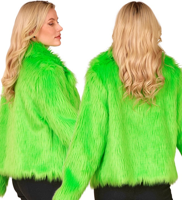 Neon Green Plush Woman Jacket