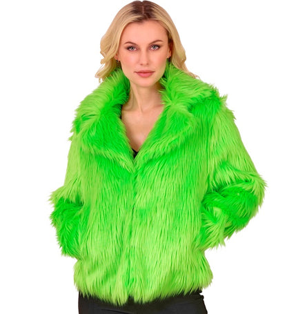 Neon Green Plush Woman Jacket