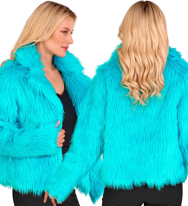 Turquoise Plush Woman Jacket