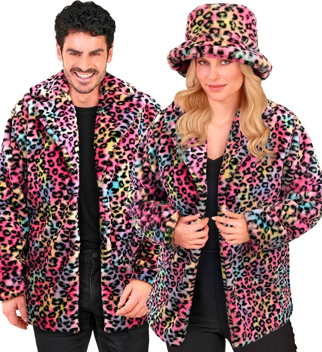 Multicolor Animalier Leopard Plush Jacket