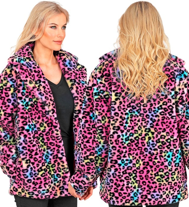 Multicolor Animalier Leopard Plush Jacket