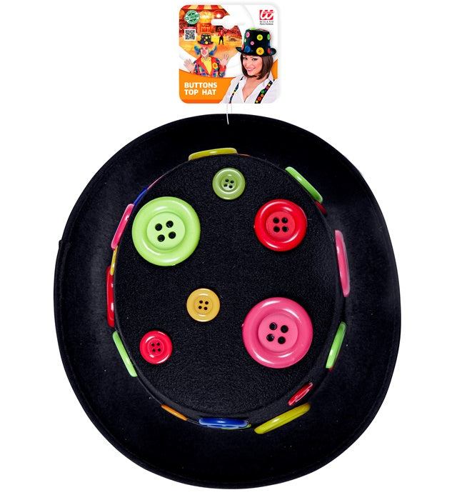 Top Hat With Colored Buttons Felt 15 Cm
