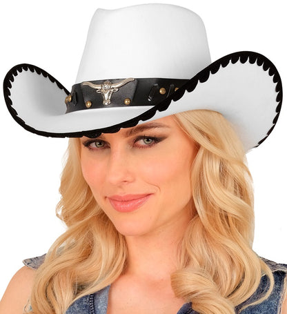Hat Cowboy Bull Felt White