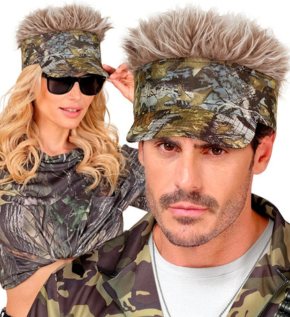 Visor With Plush Hair Camouflage 
