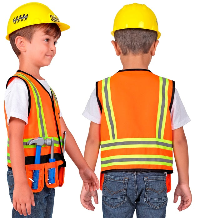 Builder  Vest, Helmet, Saw, Hammer, Screwdriver 