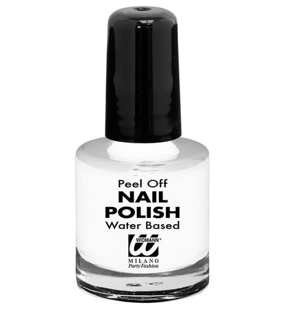 Display Box Of  12 Water Based Peel Off White Nail Polishes 8 Ml