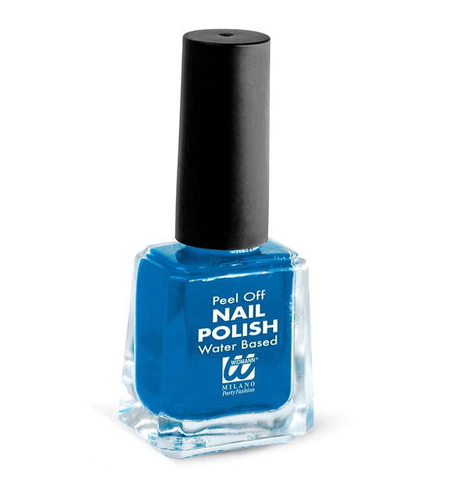 Display Box Of  12 Water Based Peel Off Blue Nail Polishes 8 Ml