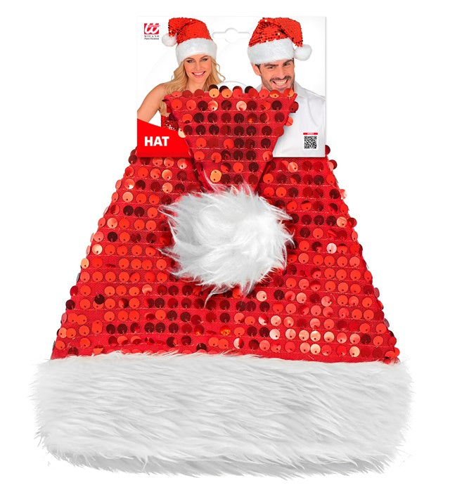 Hat Santa Claus Plush & Sequin Red
