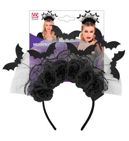 Headpiece Bats & Black Roses 