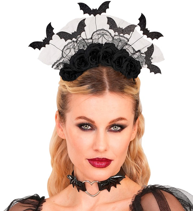 Headpiece Bats & Black Roses 