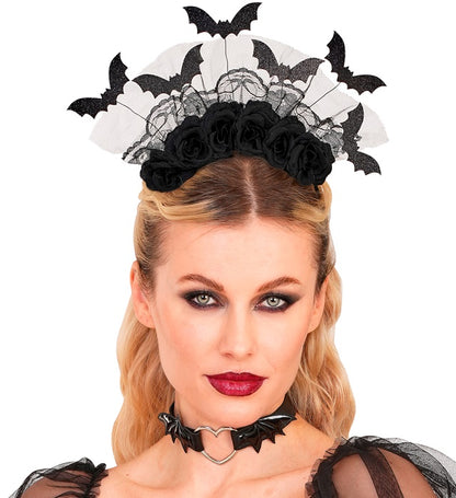 Headpiece Bats & Black Roses 
