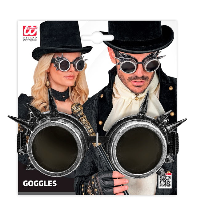 Goggles Steampunk Spiked Antique Silver