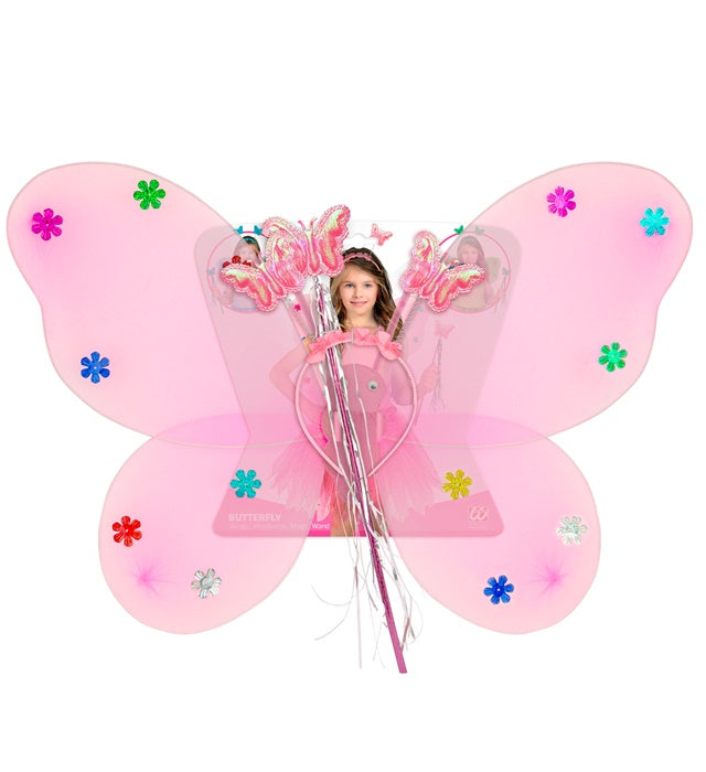 Butterfly Set Pink  Wings, Headpiece, Magic Wand 