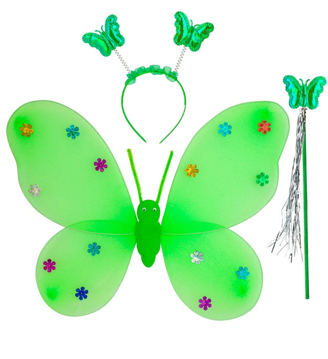 Butterfly Set Green  Wings, Headpiece, Magic Wand 
