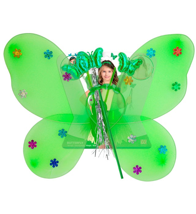 Butterfly Set Green  Wings, Headpiece, Magic Wand 
