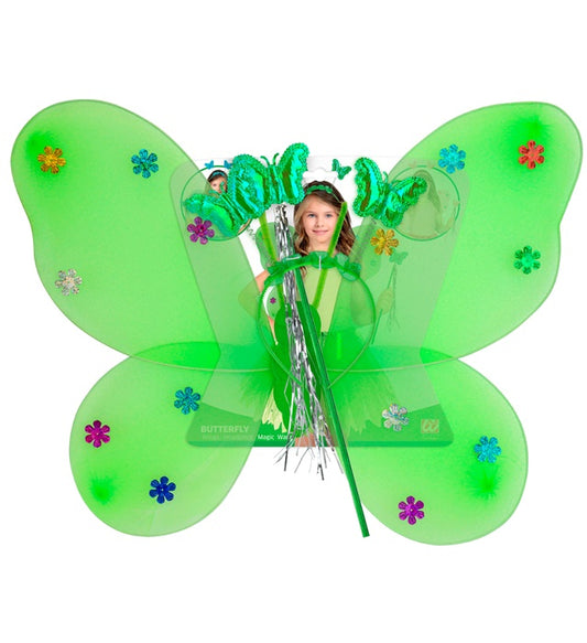 Butterfly Set Green  Wings, Headpiece, Magic Wand 