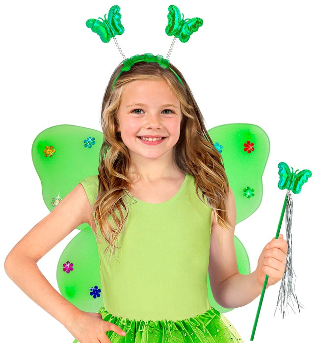 Butterfly Set Green  Wings, Headpiece, Magic Wand 