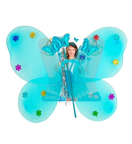 Butterfly Set Azure  Wings, Headpiece, Magic Wand 