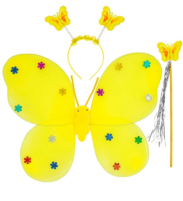 Butterfly Set Yellow  Wings, Headpiece, Magic Wand 
