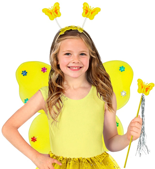 Butterfly Set Yellow  Wings, Headpiece, Magic Wand 