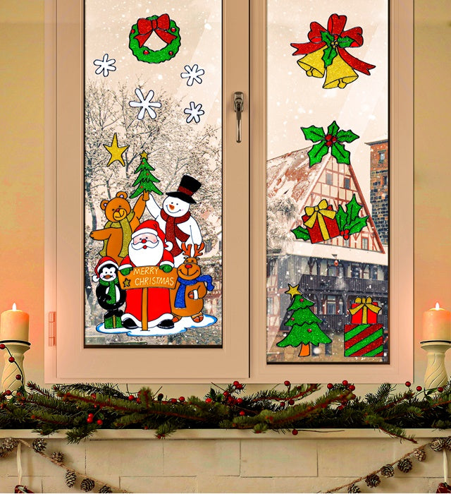 Sets Of Assorted Christmas Windowstickers With Santa Claus 4 Styles Ass.