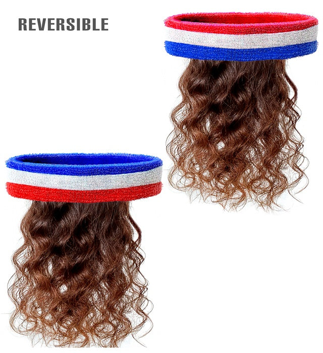 Sweatband Blue-White-Red With Hair