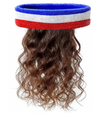Sweatband Blue-White-Red With Hair