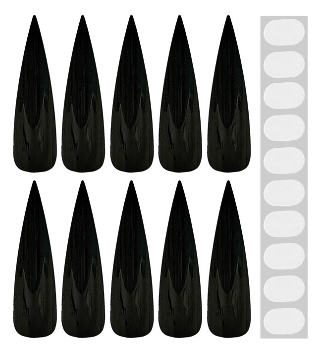 Set Of 10 Scary Nails Black With 10 Adhesive Tabs