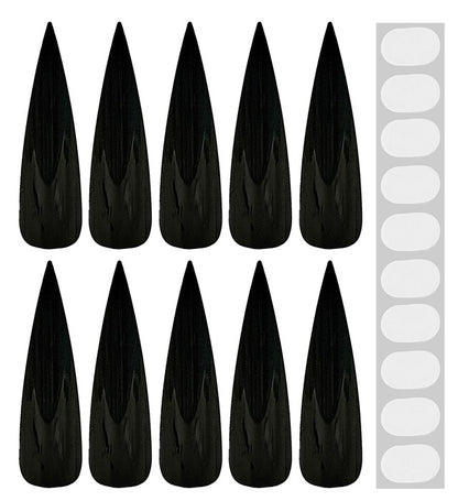 Set Of 10 Scary Nails Black With 10 Adhesive Tabs