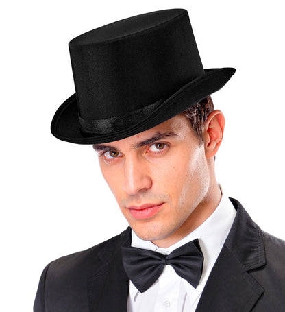 Top  Hat Black Satin 13 Cm - Size 60 Cm