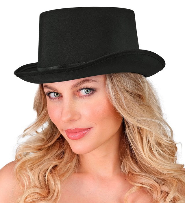 Top  Hat Black Satin 13 Cm - Size 60 Cm