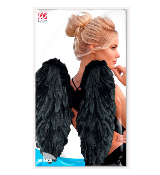 Black Foldable Feather Wings 50X50 Cm