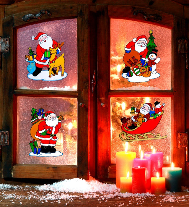 Santa Claus Christmas Window Sticker 12 Styles Ass. - 30 Cm