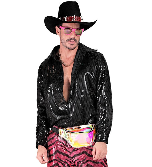 Party Fashion Shirt  Black Sequin Shirt 