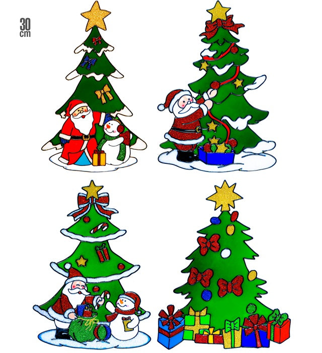 Christmas Tree Window Sticker 4 Styles Ass. - 30 Cm
